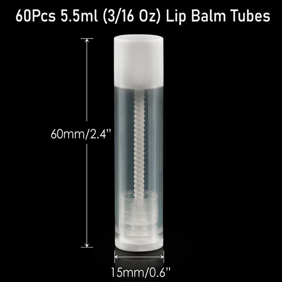 Lip Balm tubes Empty, 60PCS 5.5ml 3/16 Oz, Clear Lip Balm Container Tubes with W - Picture 2 of 9